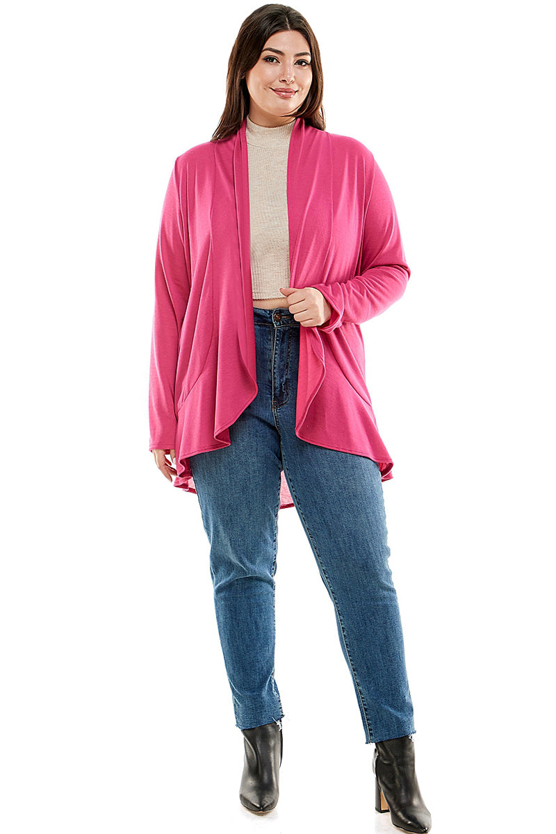 Open Front Cardigan with Ruffle Detail Plus Size
