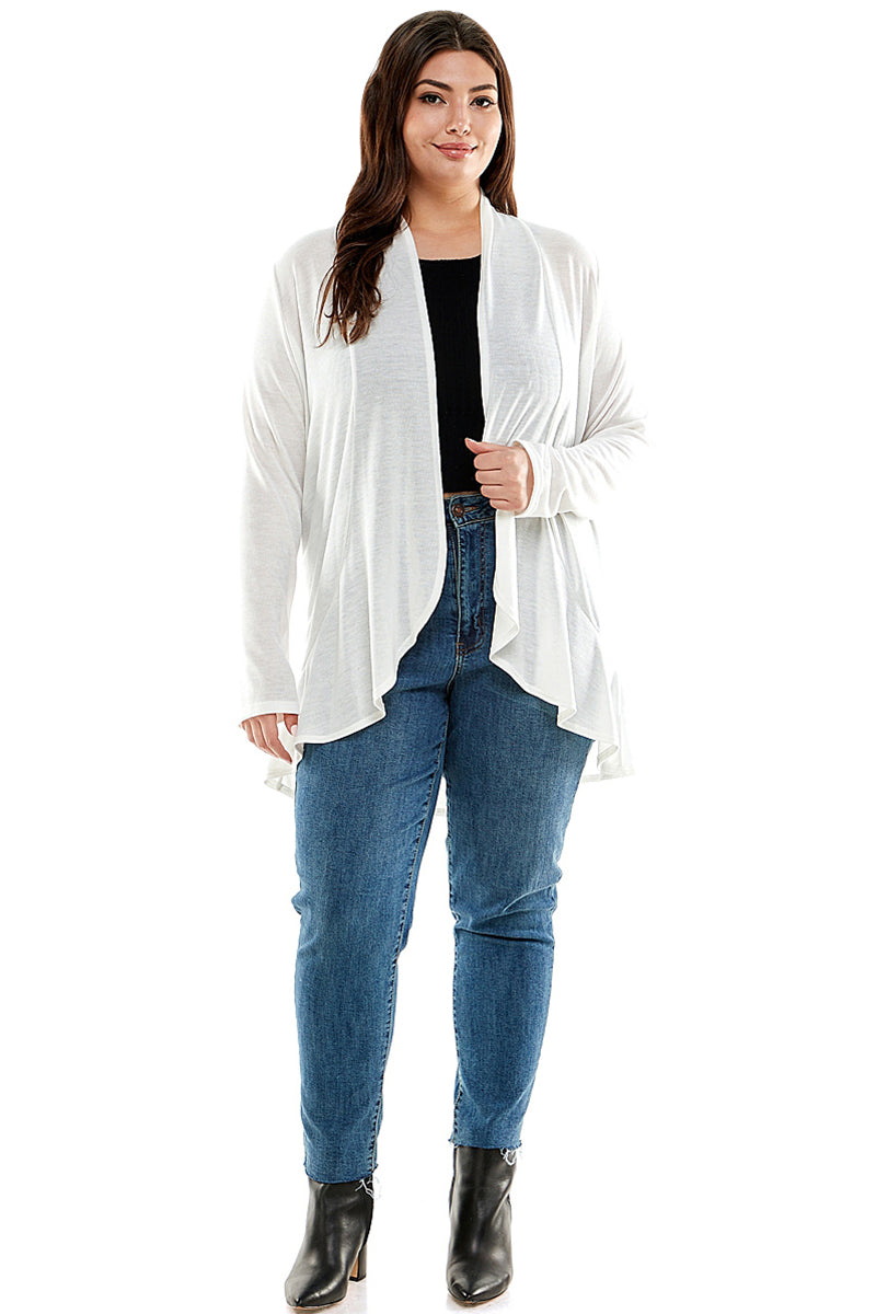 Open Front Cardigan with Ruffle Detail Plus Size