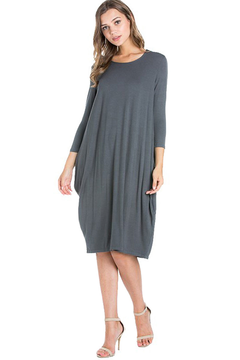 Side Drape Midi Dress