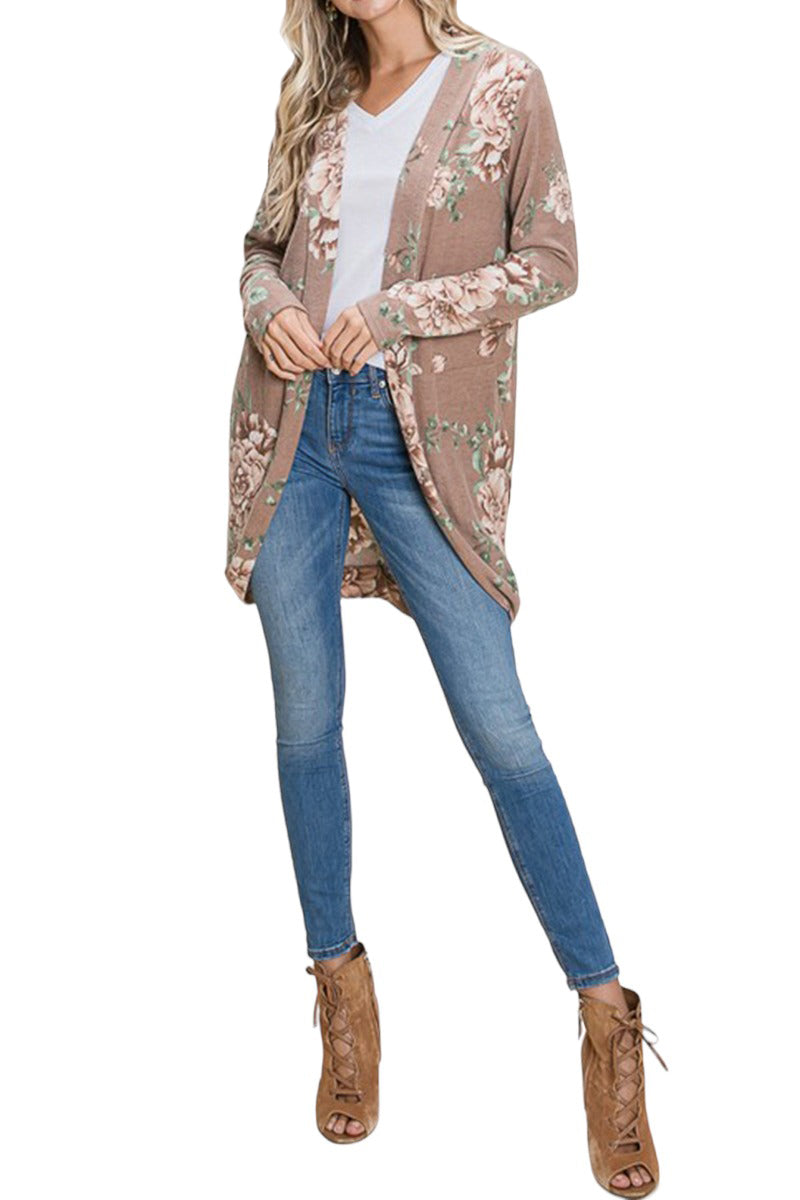Floral Print Cardigan with Pockets
