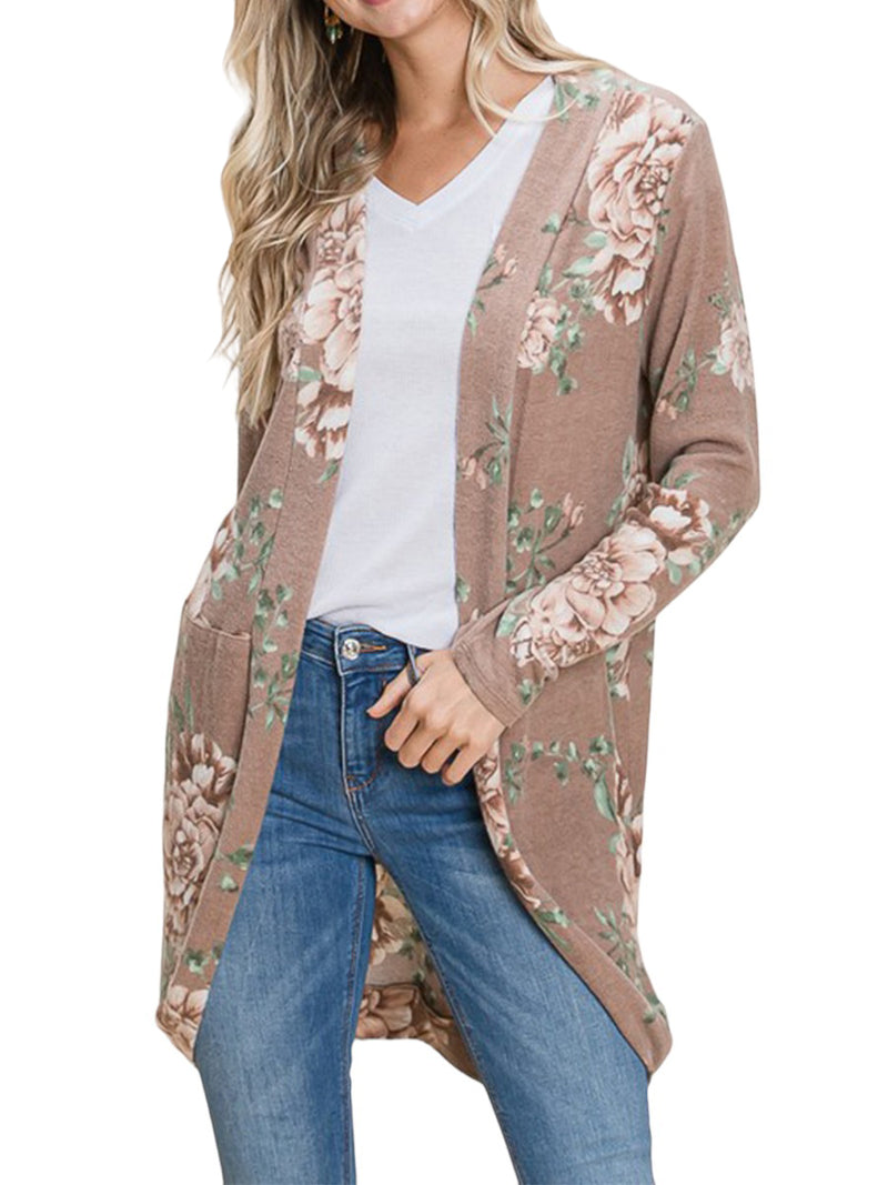 Floral Print Cardigan with Pockets