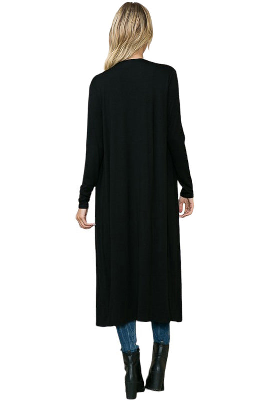 Long Sleeve Solid Maxi Cardigan