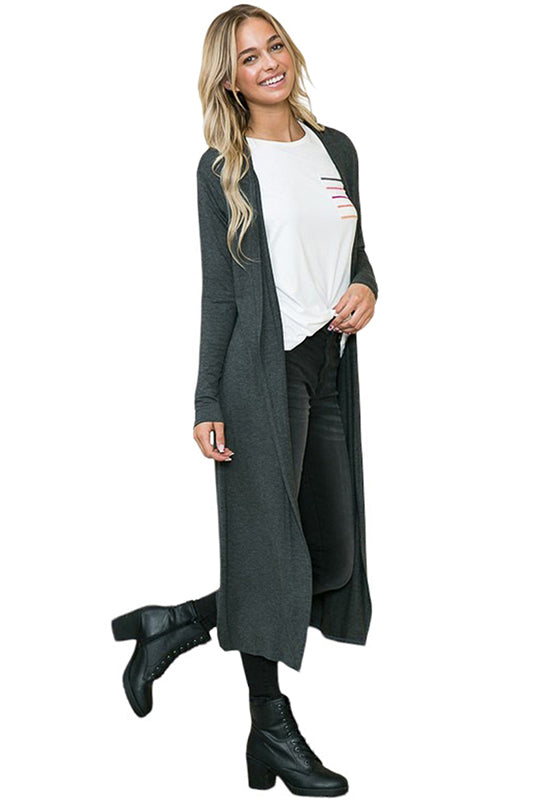 Long Sleeve Solid Maxi Cardigan
