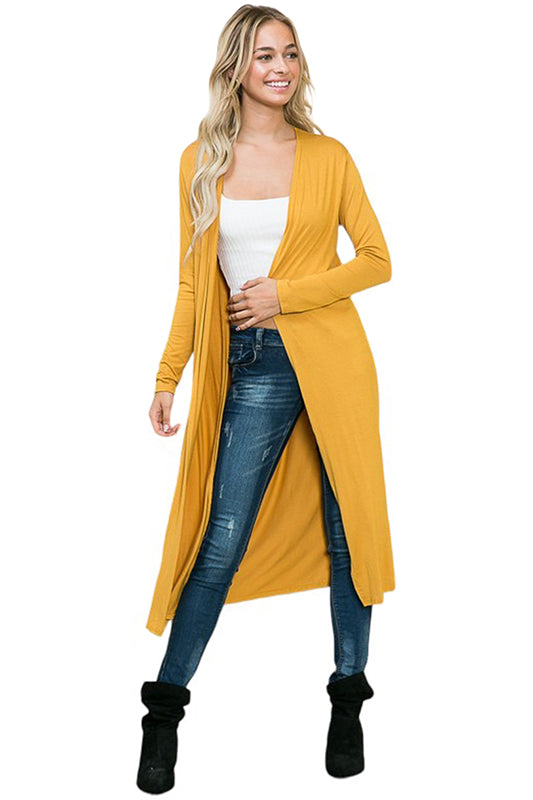 Long Sleeve Solid Maxi Cardigan