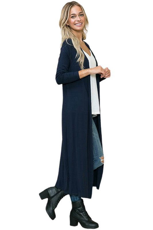 Long Sleeve Solid Maxi Cardigan