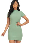 Mock Neck Short Sleeve Bodycon Dress