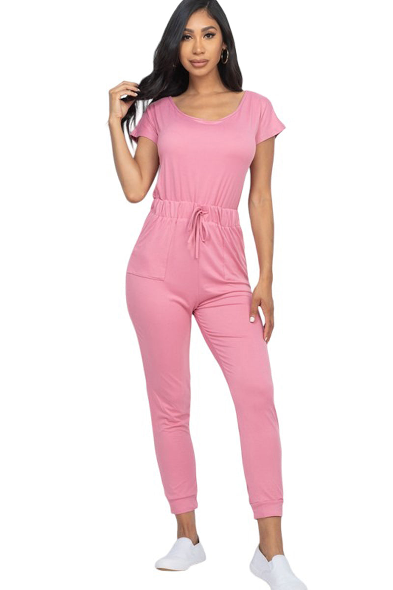 Two-Way Shoulder Drawstring Jumpsuit