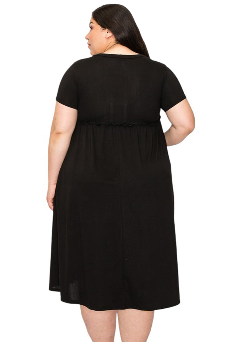 Short Sleeve Dress with Shirring Plus Size