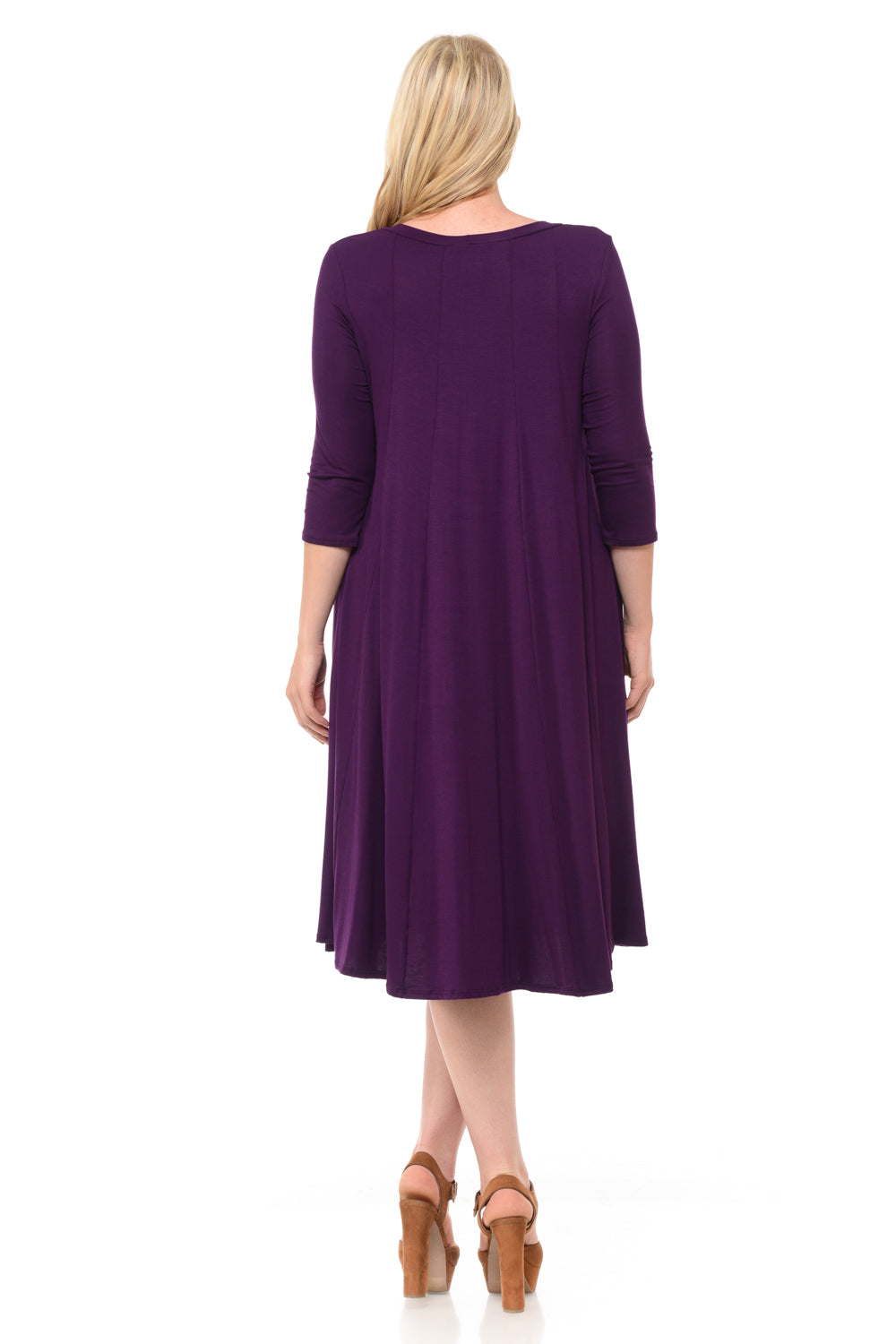 A-Line Trapeze Midi Dress Print Plus Size