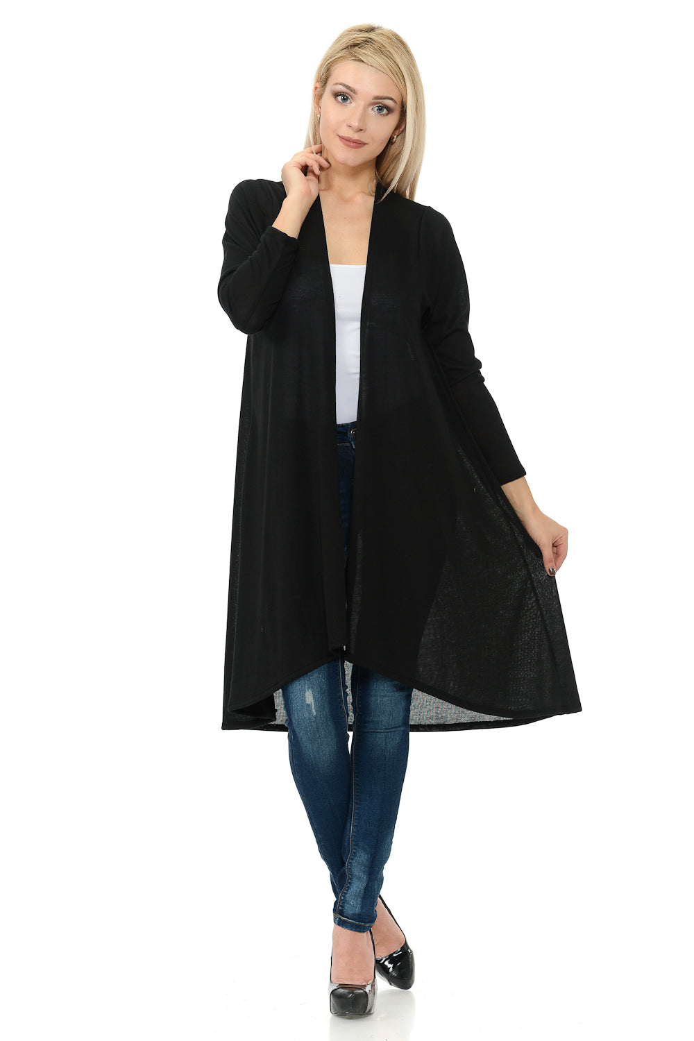 Cascading Open Front Cardigan