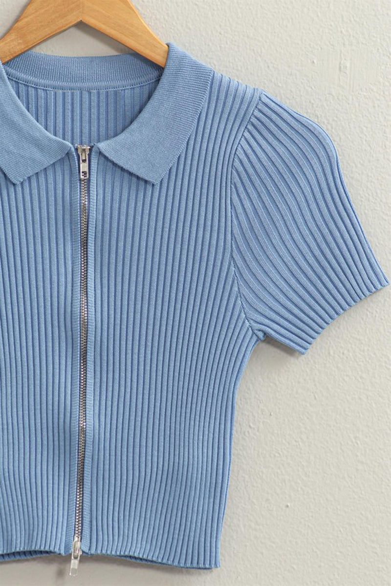 Two Way Zipper Crop Top