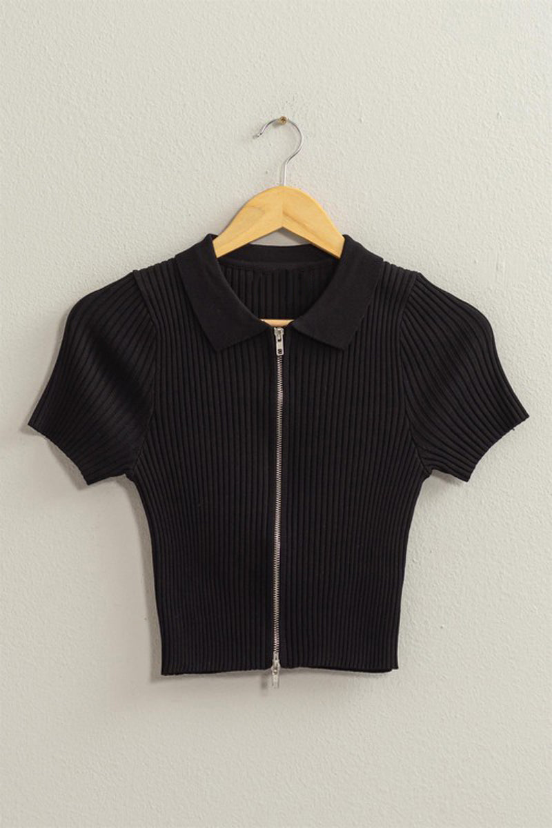 Two Way Zipper Crop Top