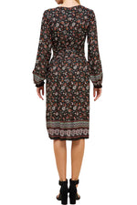 Bohemian Printed Midi Dress with Shirring Detail