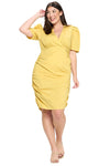 Collared Dress with Pleated Sleeve Plus Size