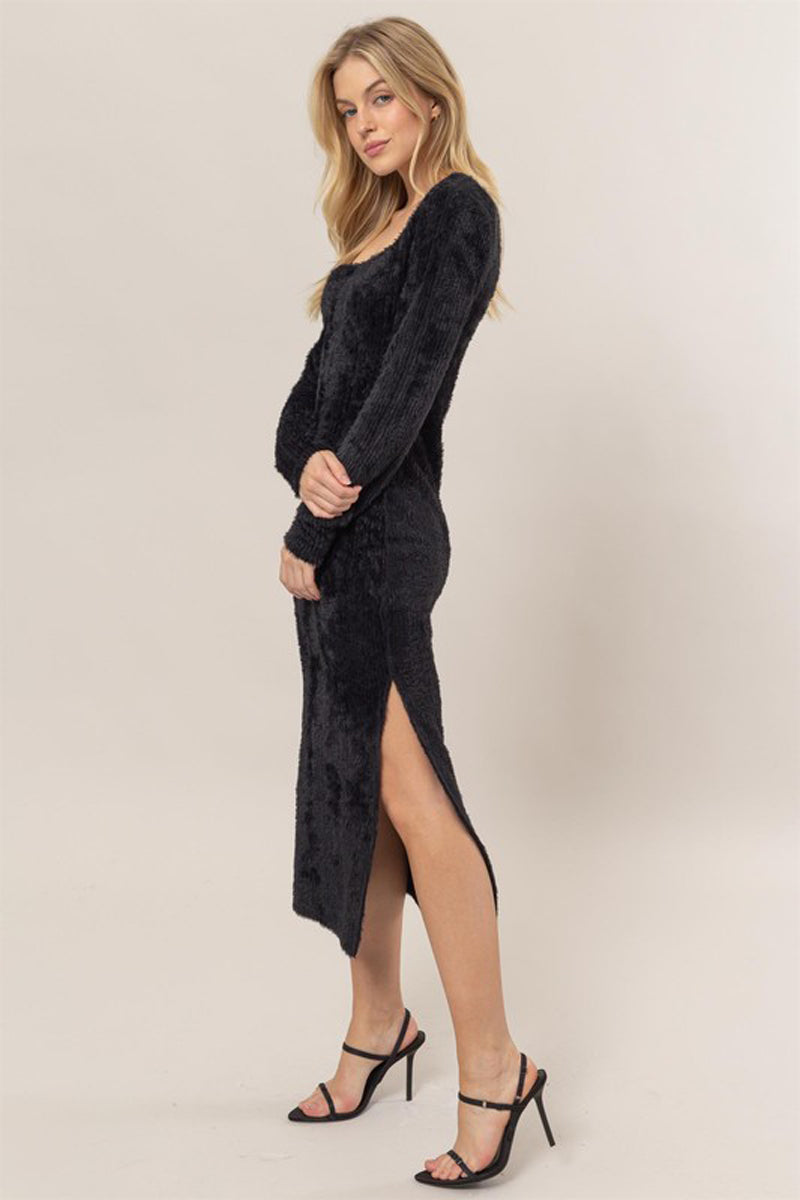Fuzzy Knit Midi Dress