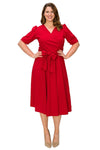 Wrap Midi Dress with Puff Shoulder Plus Size