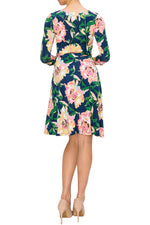 Three-Quarter Sleeve Wrap Dress with Tie