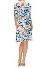 Three-Quarter Sleeve Wrap Dress with Tie