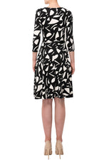 Three-Quarter Sleeve Wrap Dress with Tie