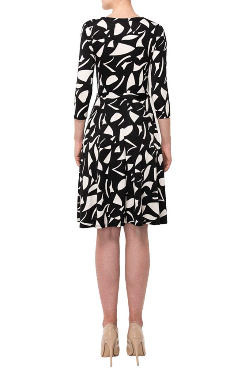 Three-Quarter Sleeve Wrap Dress with Tie