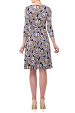 Three-Quarter Sleeve Wrap Dress with Tie