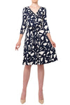Three-Quarter Sleeve Wrap Dress with Tie