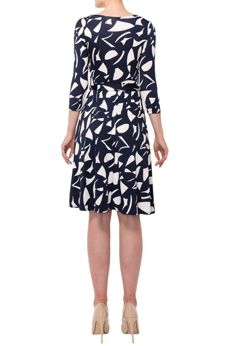 Three-Quarter Sleeve Wrap Dress with Tie