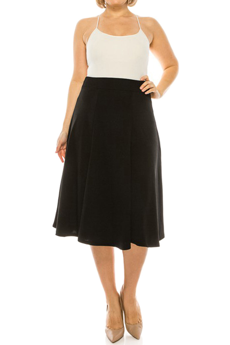 Paneled A-Line Midi Skirt Plus Size