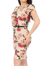 Solid Sheath Dress with Belt