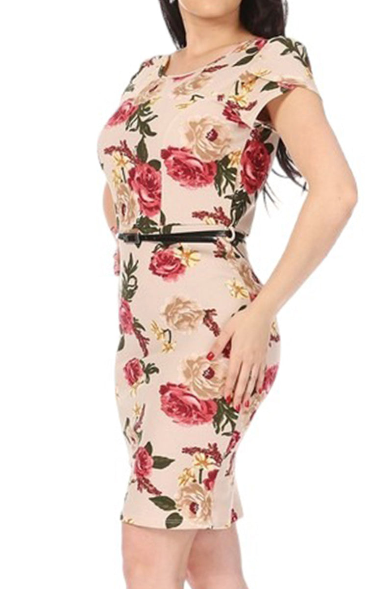 Solid Sheath Dress with Belt