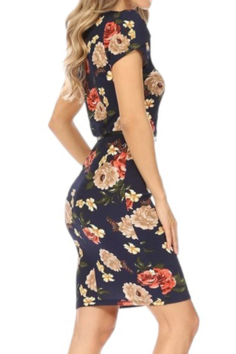 Solid Sheath Dress with Belt
