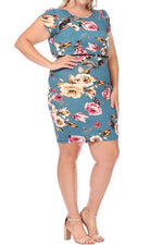 Solid Sheath Dress with Belt Plus Size
