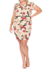 Solid Sheath Dress with Belt Plus Size