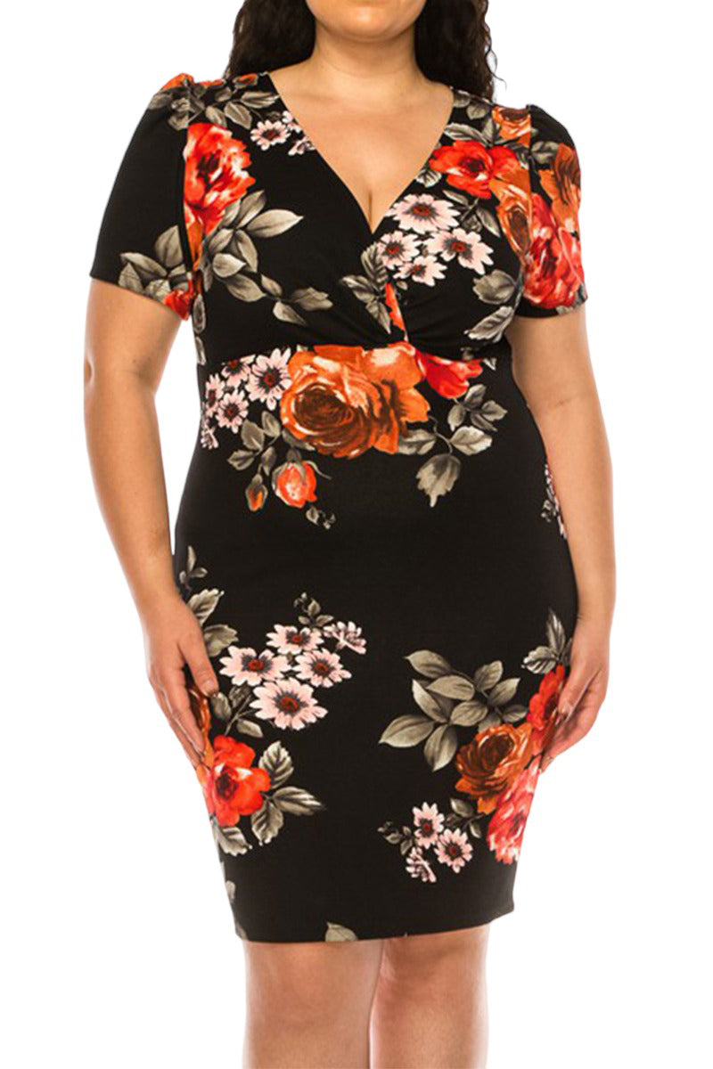 Solid Sheath Wrap Dress Plus Size