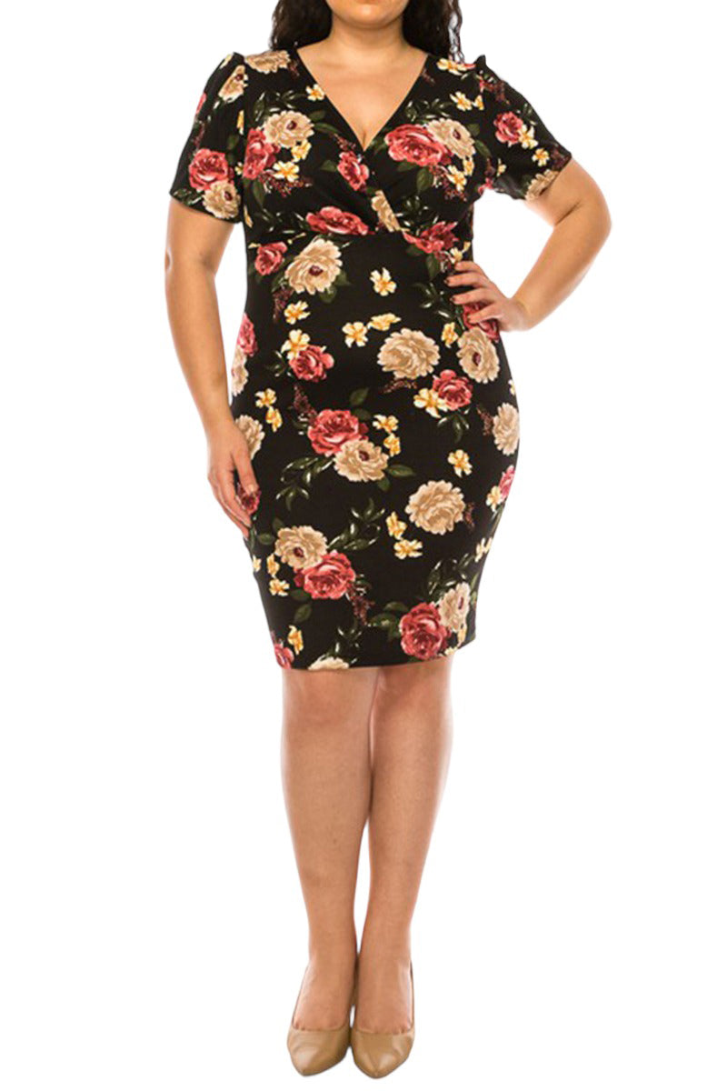 Solid Sheath Wrap Dress Plus Size