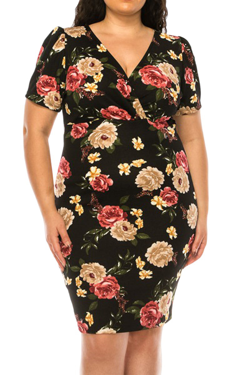 Solid Sheath Wrap Dress Plus Size