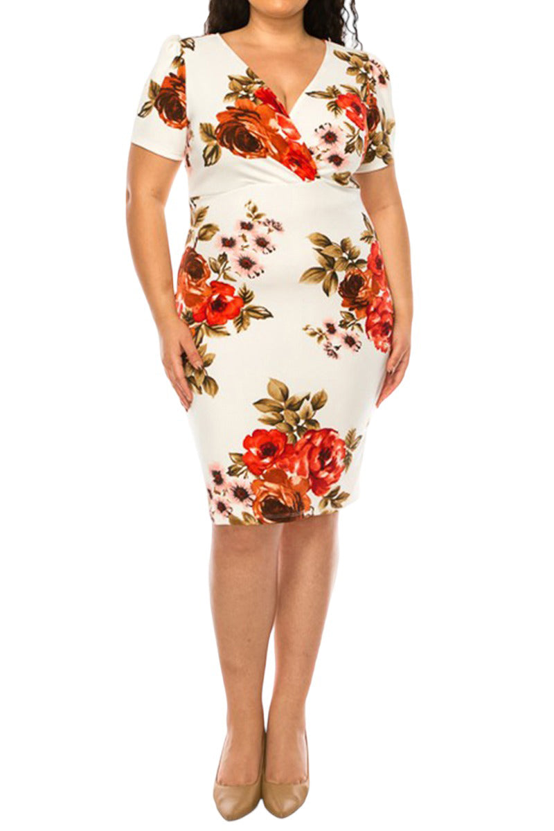 Solid Sheath Wrap Dress Plus Size