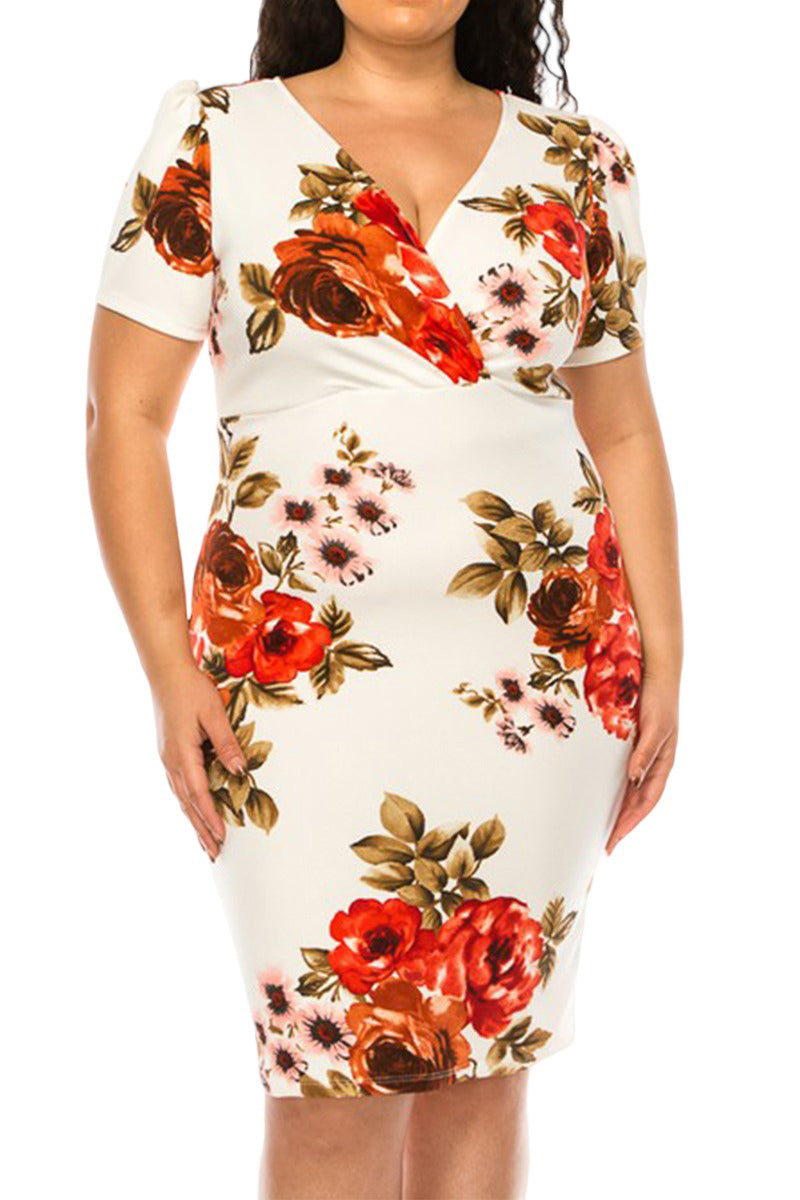 Solid Sheath Wrap Dress Plus Size