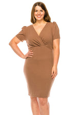 Solid Sheath Wrap Dress Plus Size