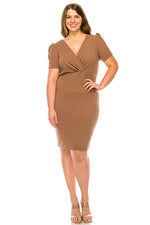 Solid Sheath Wrap Dress Plus Size