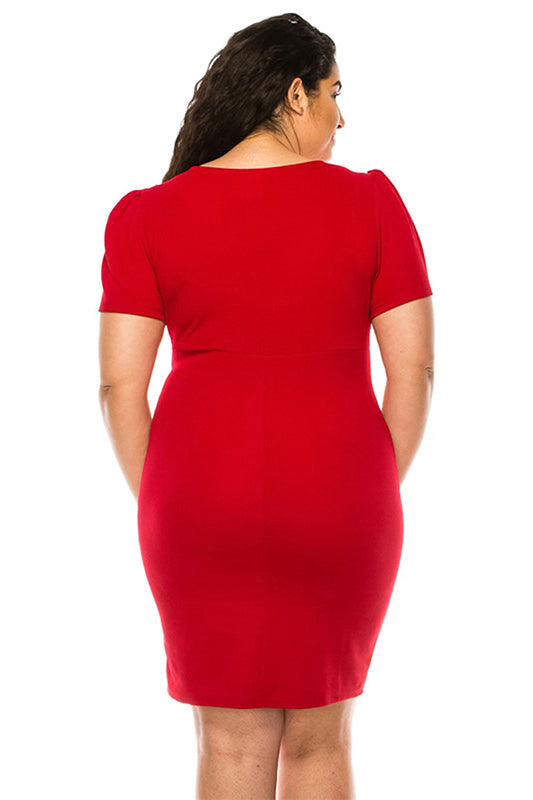 Solid Sheath Wrap Dress Plus Size