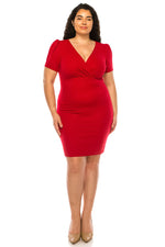 Solid Sheath Wrap Dress Plus Size