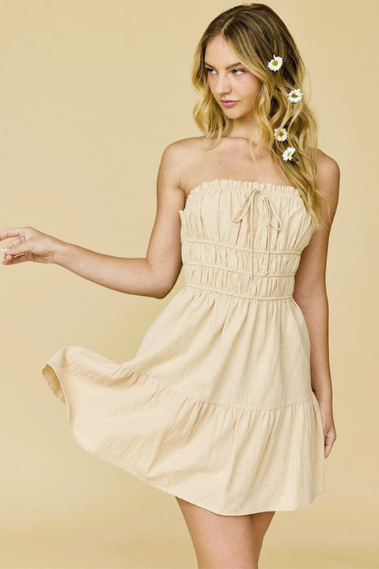 Strapless Tiered Mini Dress with Ruffles