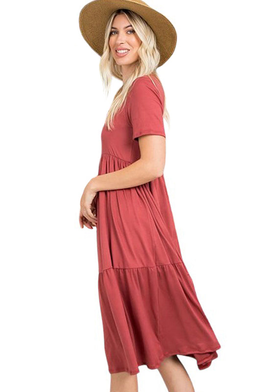 Short Sleeve Tiered Babydoll Dress