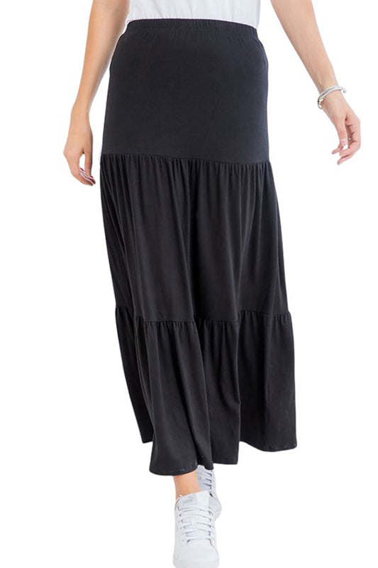 Solid Tiered Maxi Skirt Plus Size