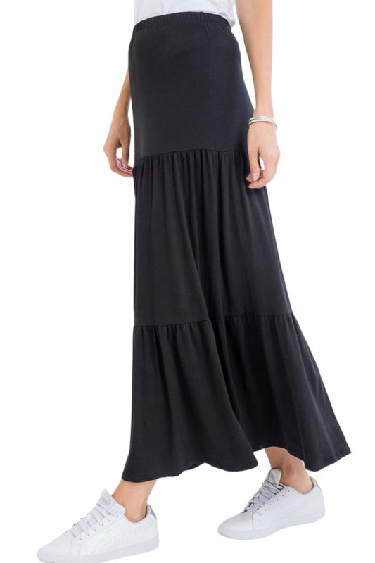 Solid Tiered Maxi Skirt Plus Size
