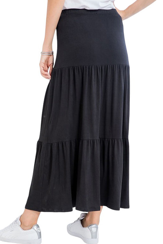 Solid Tiered Maxi Skirt Plus Size