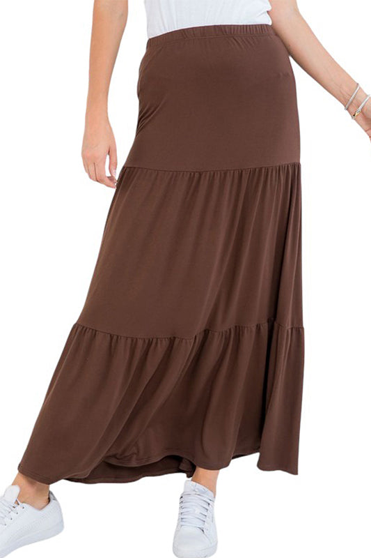 Solid Tiered Maxi Skirt Plus Size