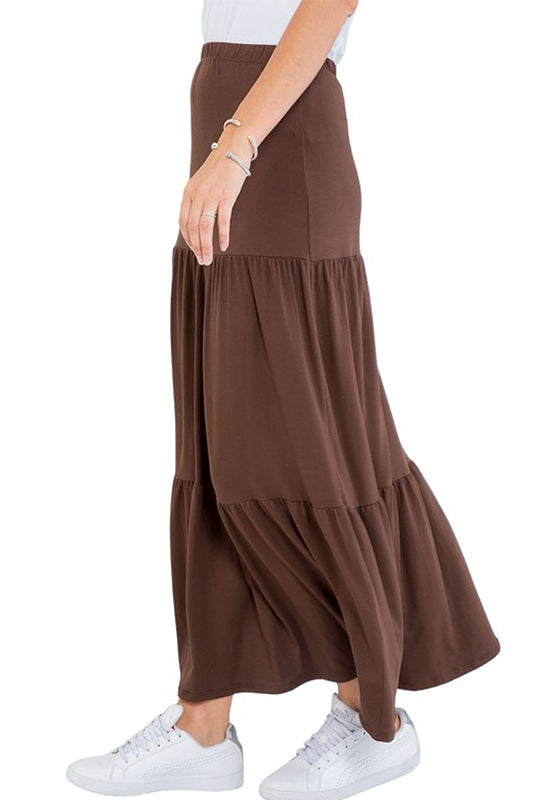 Solid Tiered Maxi Skirt Plus Size