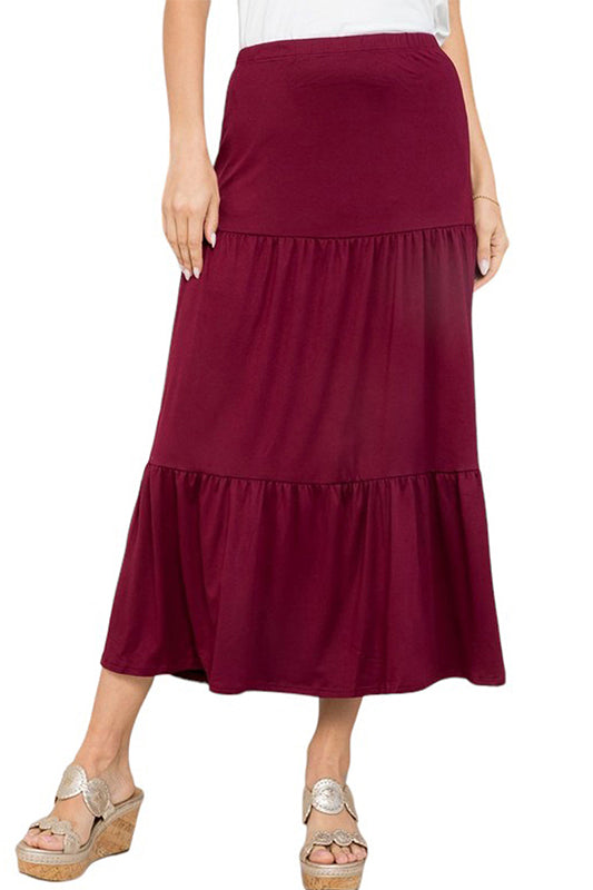 Solid Tiered Maxi Skirt Plus Size